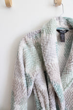 Rene Rofe Gray Green & White Plush Robe | S