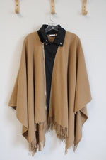 NEW New York & Company Tan Leather Trimmed Full Zip Cape | M/L