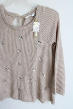 NEW Lauren Conrad Tan Knit Sequined Sweater | XS