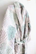 Rene Rofe Gray Green & White Plush Robe | S