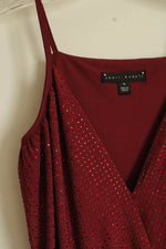 Sheri Bodell Red Rhinestone Wrap Spaghetti Strap Top | XS