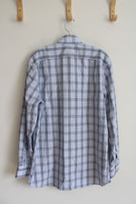 Bonobos Standard Fit Blue Gray & White Plaid Button Down Shirt | 16/34