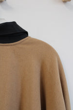 NEW New York & Company Tan Leather Trimmed Full Zip Cape | M/L