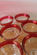 Vintage Indiana Glass Cranberry Kings Crown Punch Bowl Set | Set Of 14