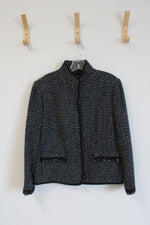 J.G. Hook Black and Cream Speckled Polyester Two Piece Blazer and Skirt | 12P