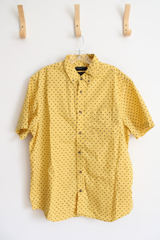 Banana Republic Slim Fit Yellow & Black Bee Patterned Button Down Shirt | XL