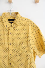 Banana Republic Slim Fit Yellow & Black Bee Patterned Button Down Shirt | XL