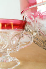 Vintage Indiana Glass Cranberry Kings Crown Punch Bowl Set | Set Of 14