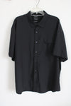Kenneth Cole New York Regular fit Black Lightweight Short Sleeved Button Down Shirt | 4X