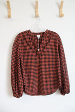 NEW A New Day Orange & Black Gingham Top | XS