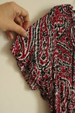 CJ Banks Red and Black Paisley Printed Flutter Sleeve Top with Front Tie | XL