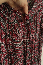 CJ Banks Red and Black Paisley Printed Flutter Sleeve Top with Front Tie | XL