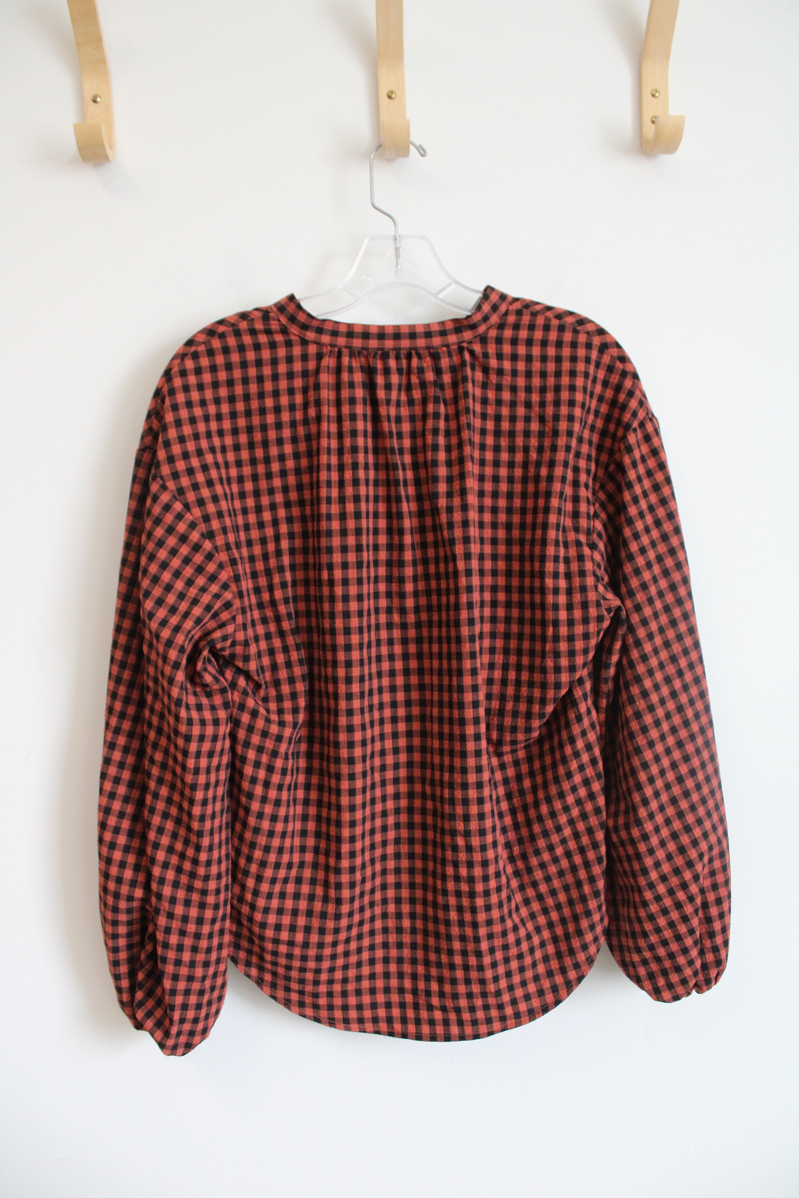 NEW A New Day Orange & Black Gingham Top | XS