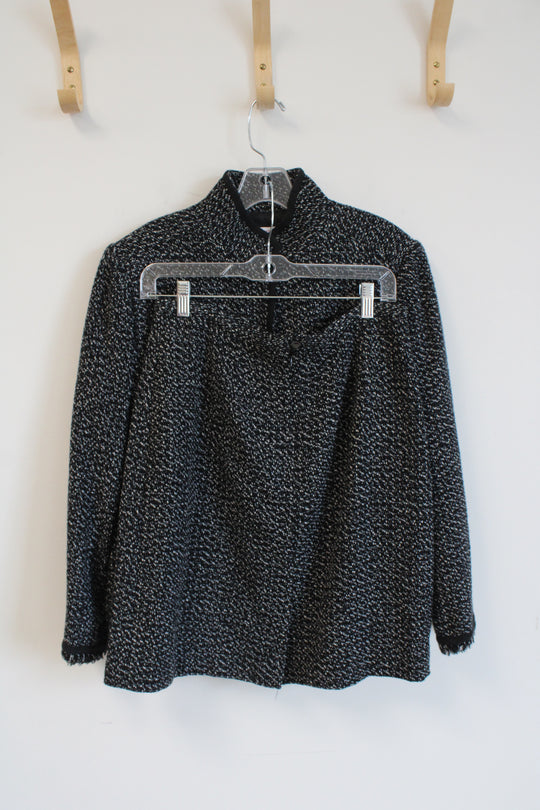 J.G. Hook Black and Cream Speckled Polyester Two Piece Blazer and Skirt | 12P