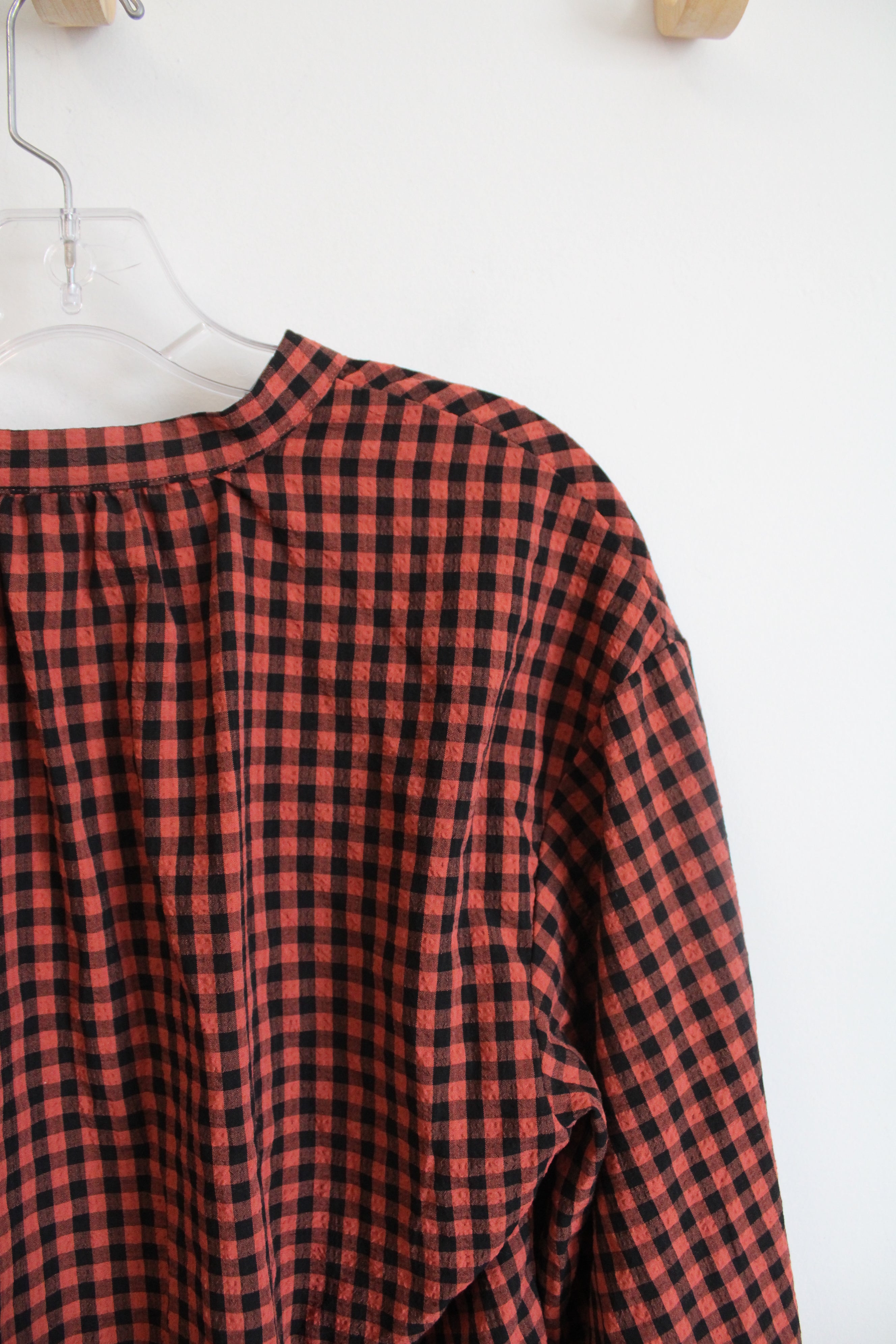 NEW A New Day Orange & Black Gingham Top | XS