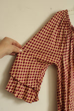 Lascana Tan and Red Printed Stretch Neck Top with Ruffle Sleeves | 12