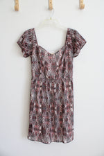 NEW Tulle Red Pink Black & Gray Patterned Dress | S