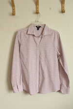Chaps Pink Striped Long Sleeve Button Up Top | L