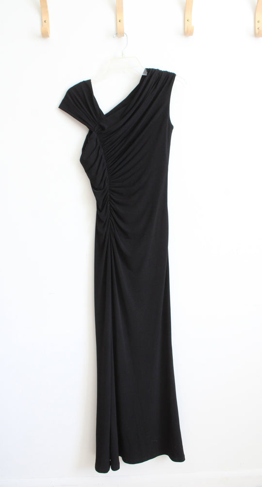 Calvin Klein Black Asymmetrical Ruched Maxi Dress | 4