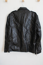 AOWOFS Black Faux Leather Jacket | L