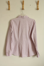 Chaps Pink Striped Long Sleeve Button Up Top | L