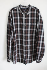 Chaps Brown Black Plaid Button Down Shirt | 3XLT