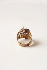 Gold Finish 925 Stacked Colorful Stone Ring | Size 7