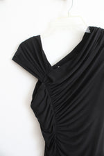 Calvin Klein Black Asymmetrical Ruched Maxi Dress | 4