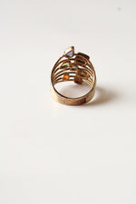 Gold Finish 925 Stacked Colorful Stone Ring | Size 7