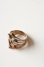 Gold Finish 925 Stacked Colorful Stone Ring | Size 7
