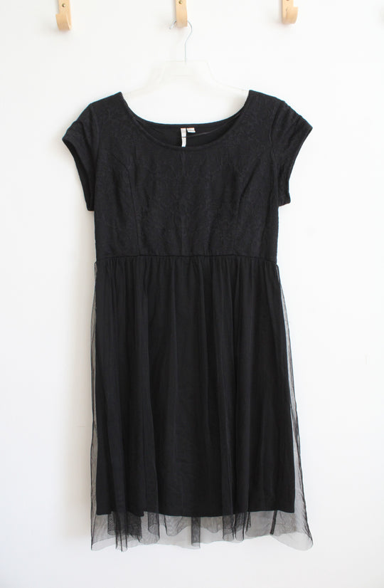 Lauren Conrad Black Lace Tulle Skirt Dress | XL
