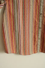 Alfred Dunner Orange Green and Yellow Striped Button Down Shirt | 14