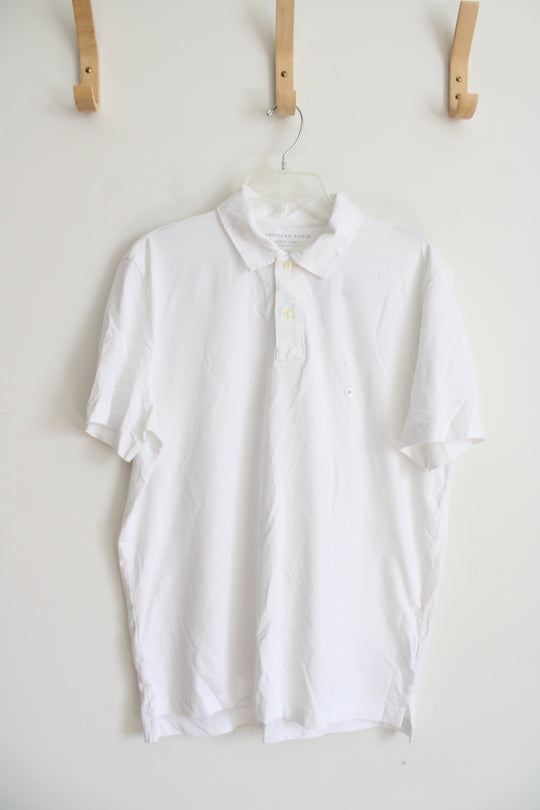 American Eagle Super Soft Standard Fit White Polo Shirt | M