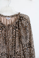 Studio A Brown & Black Leopard Print Tiered Midi Dress | L