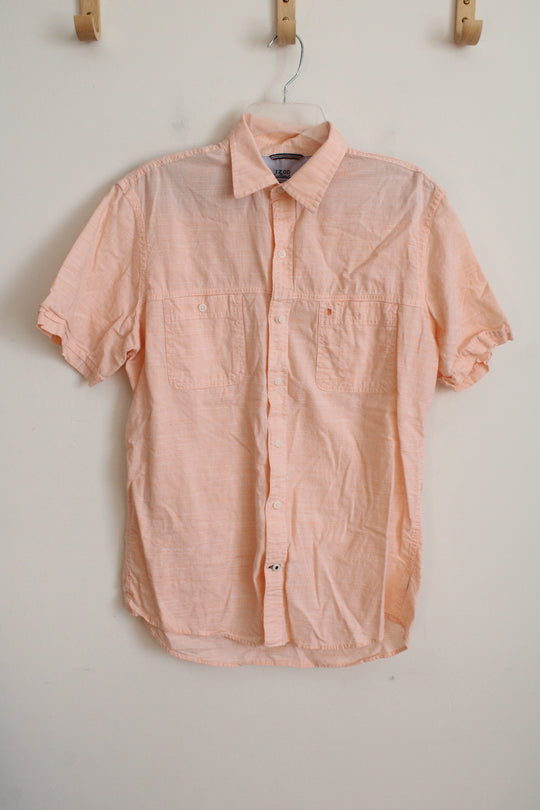 Izod Saltwater Relaxed Classics Orange White Striped Button Down Shirt | M