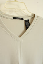 Claiborne Light Tan Ribbed V-neck LS Shirt | XL
