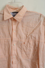 Izod Saltwater Relaxed Classics Orange White Striped Button Down Shirt | M