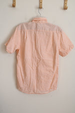 Izod Saltwater Relaxed Classics Orange White Striped Button Down Shirt | M