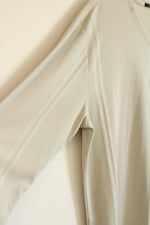 Claiborne Light Tan Ribbed V-neck LS Shirt | XL