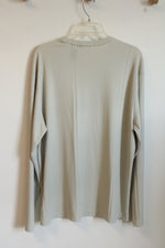 Claiborne Light Tan Ribbed V-neck LS Shirt | XL