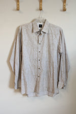 Ike Behar Tan and White Paisley Print Button Down Shirt | L