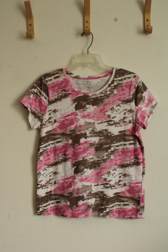 Preswick and Moore Pink and Brown Printed T-Shirt | L