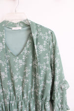 Orange Creek Green & White Floral Long Sleeved Maxi Dress | L