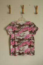Preswick and Moore Pink and Brown Printed T-Shirt | L