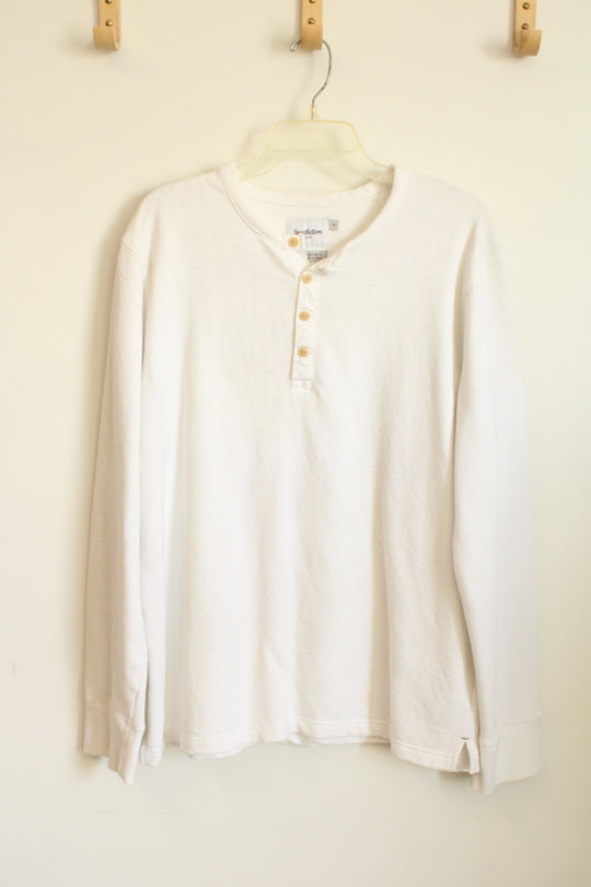 Goodfellow White Quarter Button LS Shirt | XL