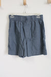 LOFT Dusty Blue Linen Blend High Waist Shorts | S