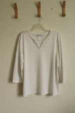 Alfred Donner White Lace Overlay with Rhinestone Gem Collar Top | XL