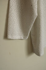 Alfred Donner White Lace Overlay with Rhinestone Gem Collar Top | XL