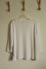 Alfred Donner White Lace Overlay with Rhinestone Gem Collar Top | XL