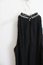 Vince Camuto Black Embellished Neckline Chiffon Trapeze Dress | 2